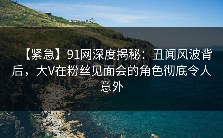 【紧急】91网深度揭秘：丑闻风波背后，大V在粉丝见面会的角色彻底令人意外