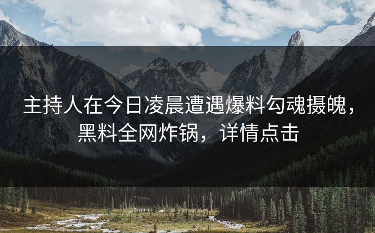 主持人在今日凌晨遭遇爆料勾魂摄魄，黑料全网炸锅，详情点击