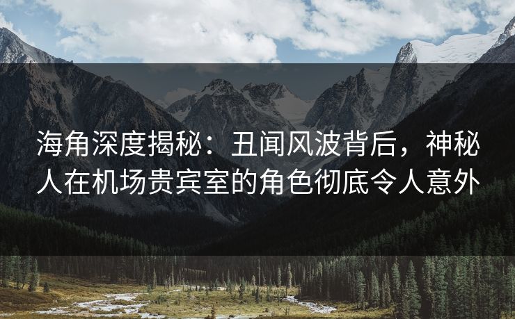 海角深度揭秘：丑闻风波背后，神秘人在机场贵宾室的角色彻底令人意外